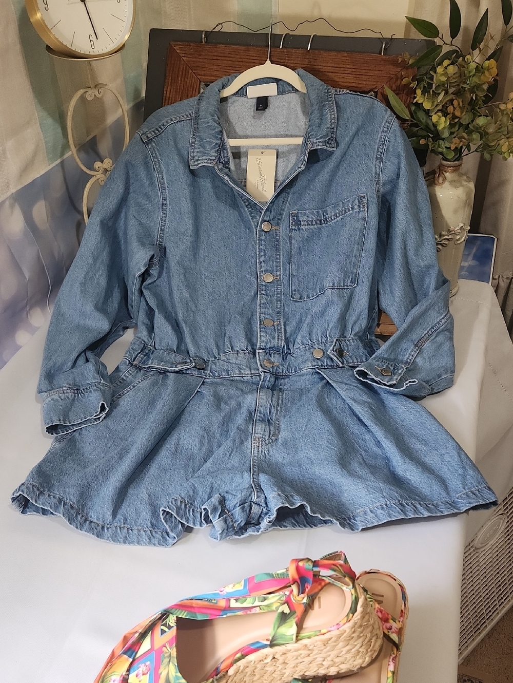 Universal Thread Light Blue Denim Romper